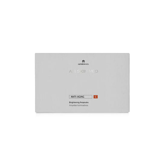 A box of ALLSKIN MED Vitamin C Brightening Ampoules, pack contains 28 x 1ml ampules.