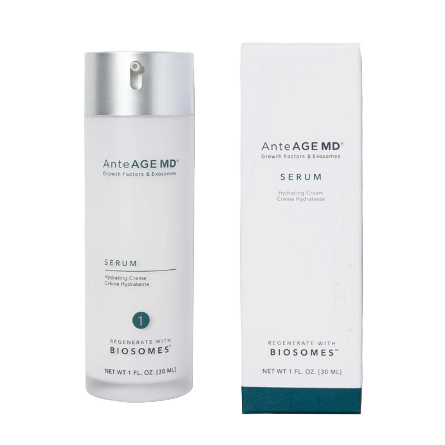 AnteAGE MD Biosome Brightener for fading dark spots, evening skin tone, and enhancing radiance with growth factors and peptides