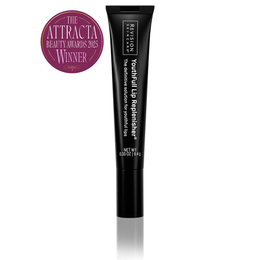 Revision Skincare Youthful Lip Replenisher is a peptide lip treatment that hydrates, smooths, and plumps dry lips for a fuller, youthful appearance. With a Attracta 2025 award.