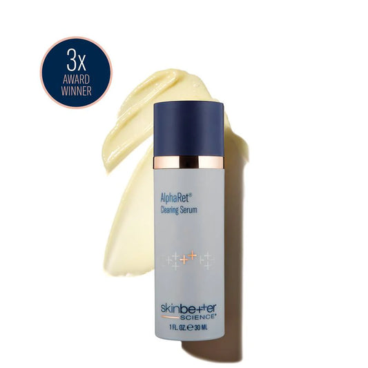 Skinbetter Science AlphaRet Clearing Serum – retinoid and salicylic acid serum for oily, blemish-prone skin in sleek 30ml airless pump bottle