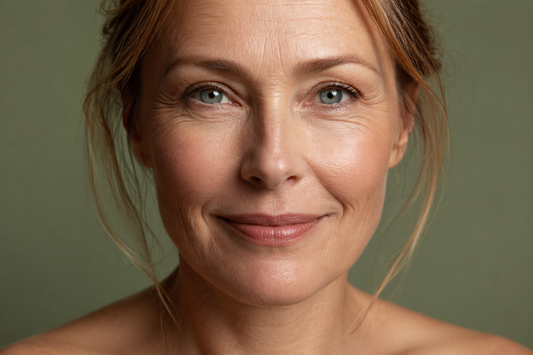 Mature skin image with Crepey affecting the eyes, neck and face.