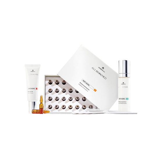 ALLSKIN MED Complexion Perfector Plan is a 3-step at-home treatment with Vitamin C, growth factors & AHAs for hyperpigmentation, sun damage & dull skin