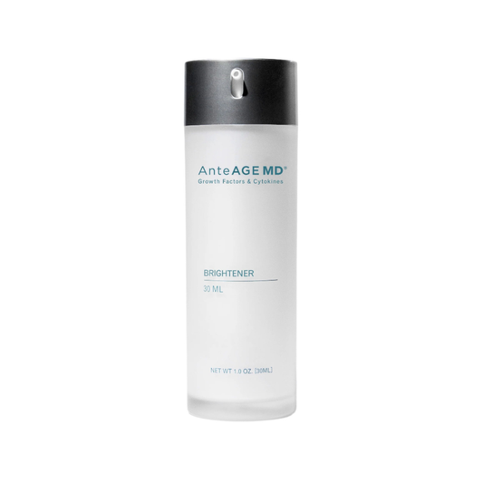 AnteAGE MD Biosome Brightener advanced brightening serum with exosomes and tranexamic acid to reduce sun damage, pigmentation, calm skin, and boost clarity