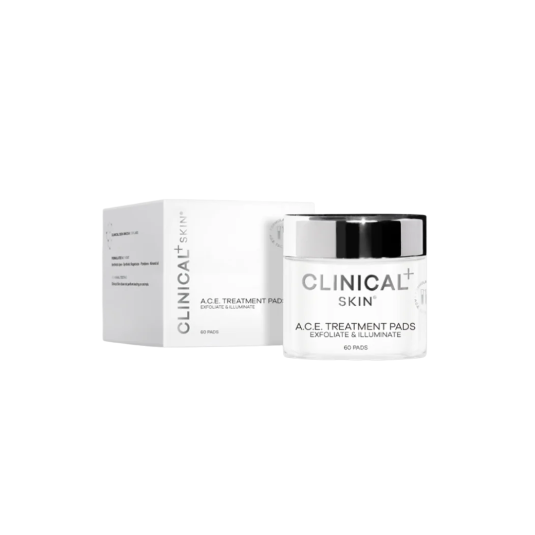 Clinical Skin A.C.E. Treatment Pads for exfoliating, calming, and reducing acne while promoting healthier, balanced skin