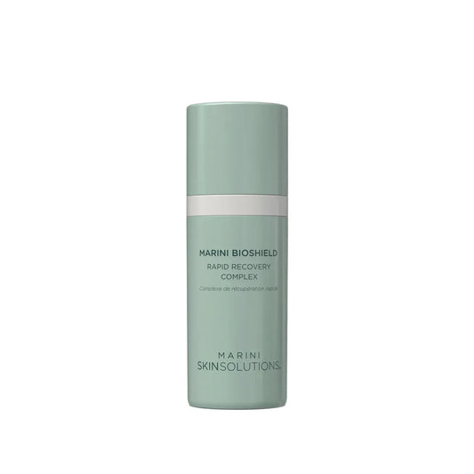 Marini BioShield Rapid Recovery Complex skincare product bottle for post-laser treatment recovery, soothing redness and repairing the skin barrier