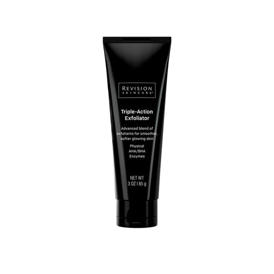 Revision Skincare Triple-Action Exfoliator, a polishing papaya enzyme with lactic, glycolic and salycilic acid skin refining treatment for smoother, radiant skin.