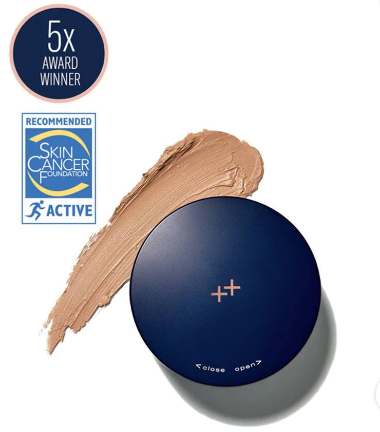 Skinbetter Science Sunbetter Tone Smart SPF 50 Sunscreen Compact – tinted mineral sunscreen with tone-adapting coverage in portable cushion compact in a blue container